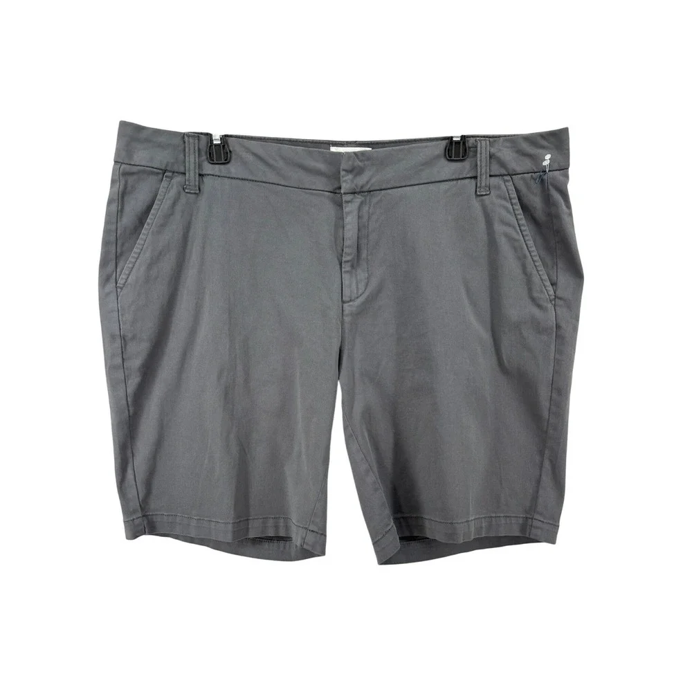 CASLON Shorts‎ Womens Sz 16 Gray Casual Cuffed Hem Cotton Blend Pockets Chino
